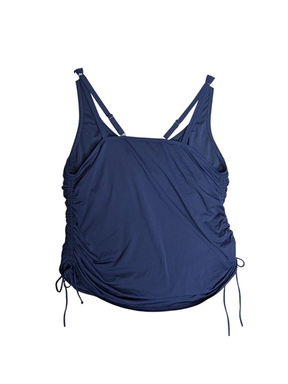 Lands End Womens Navy Blue V-Neck Underwire Tankini Top Size 18 Adjustable Ruche - Picture 3 of 12